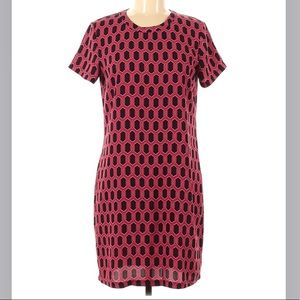 Adrienne Vittadini Pink/Black Geometric Dress - Women’s size 8
